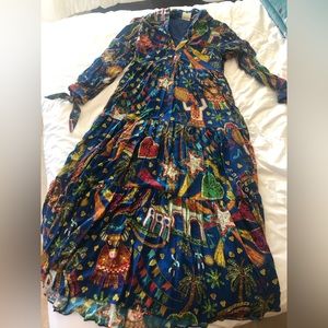 Farm Rio printed maxi dress, blue, worn once